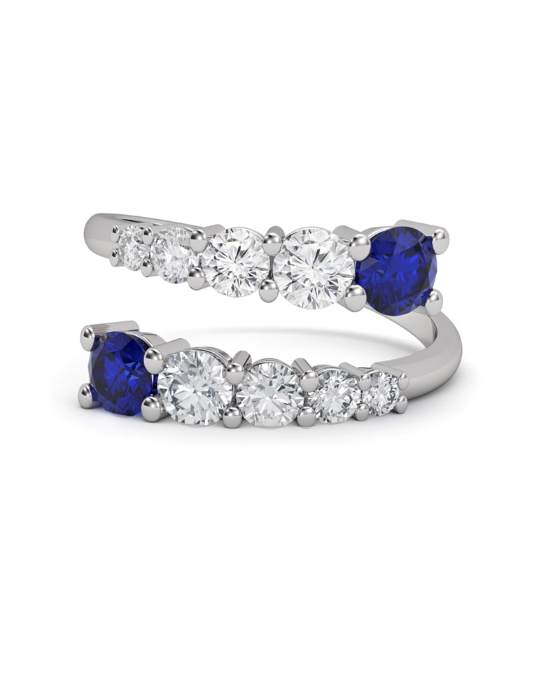 ANILLO ORO DIAMANTE 0,74 CT Y ZAFIRO