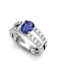 ANILLO ORO DIAMANTES 0,84 CT Y ZAFIRO OVAL 8X6 - CRESBER