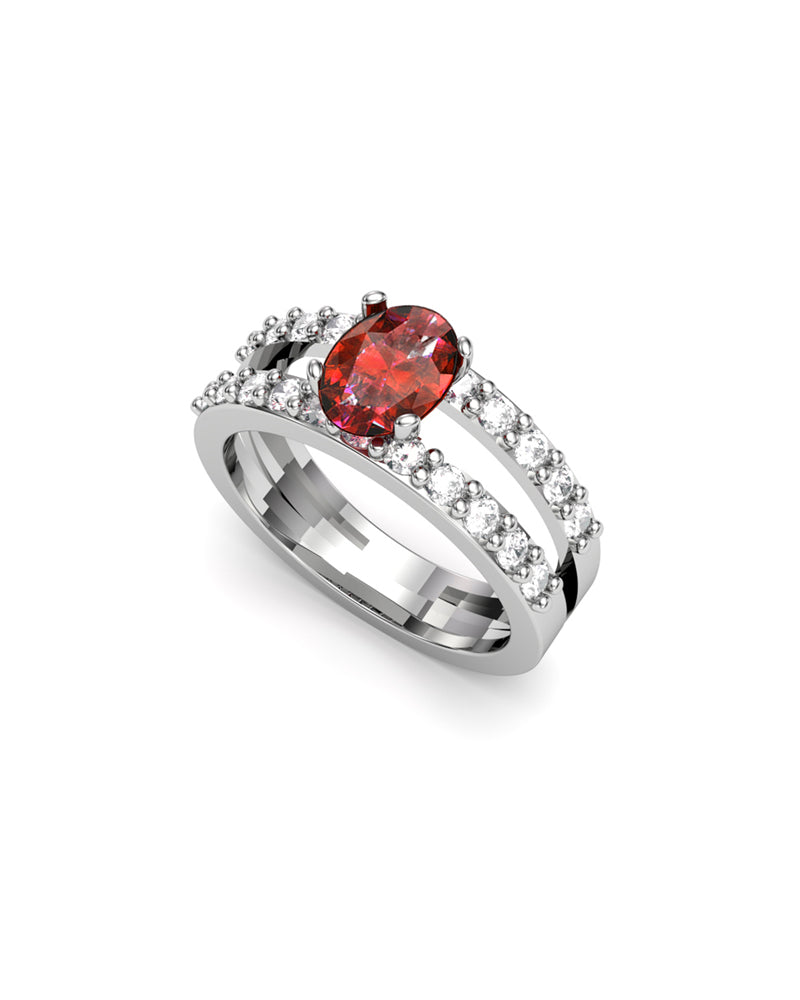 ANILLO ORO DIAMANTES 0,84 CT RUBI OVAL 7X5 - CRESBER