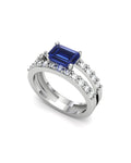 ANILLO ORO DIAMANTES 0,84 CT ZAFIRO OCTOGONAL 7X5 - CRESBER