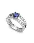 ANILLO ORO DIAMANTES 0,84 CT ZAFIRO OVAL 7X5 - CRESBER