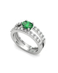 ANILLO ORO DIAMANTES 0,84 CT ESMERALDA OVAL 7X5 - CRESBER