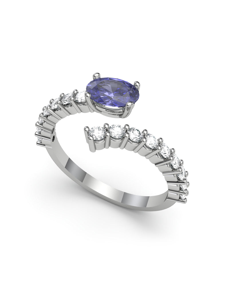 ANILLO ORO DIAMANTES 0,60 CT Y TANZANITA - CRESBER
