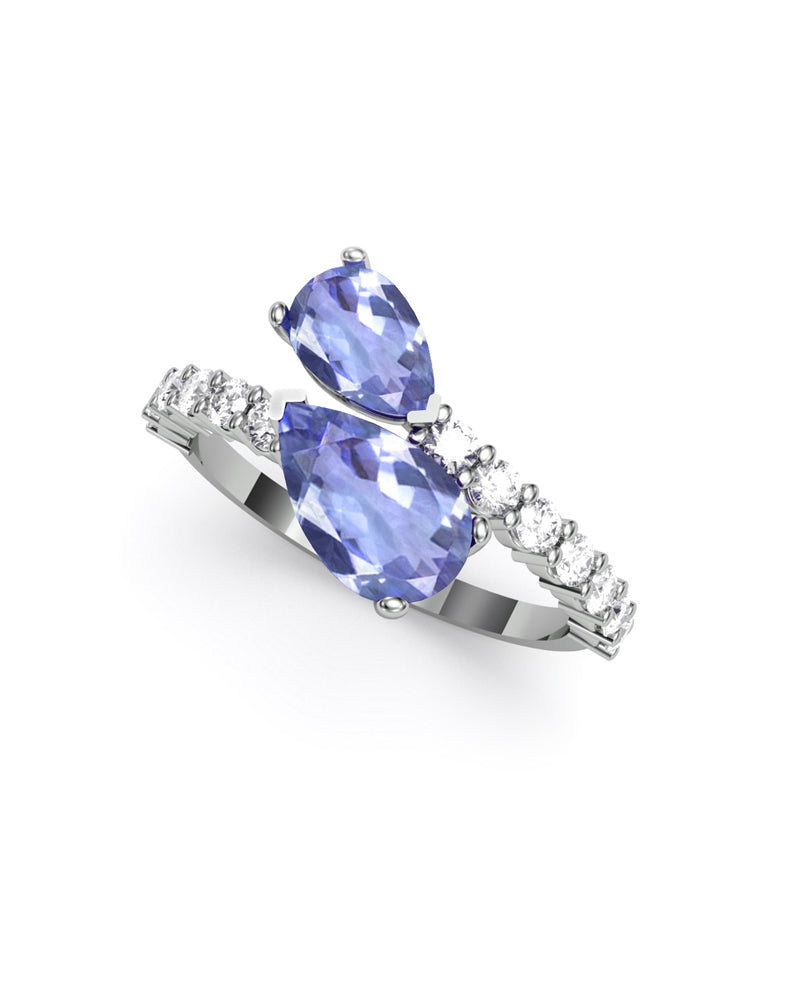ANILLO ORO DIAMANTES 0,49 CT Y TANZANITA - CRESBER