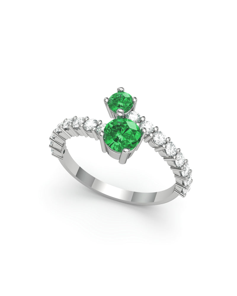 ANILLO ORO DIAMANTES 0,60 CT Y ESMERALDA 0,67 CT - CRESBER