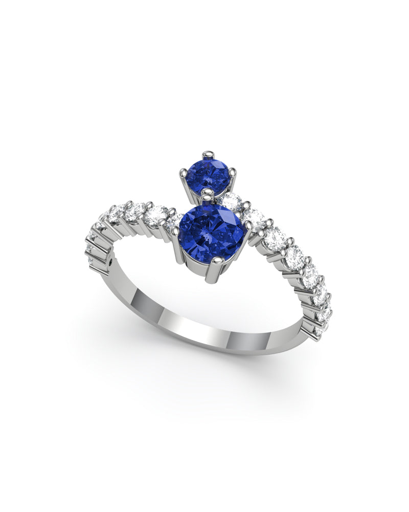 ANILLO ORO DIAMANTES 0,60 CT Y ZAFIRO 0,97 CT - CRESBER