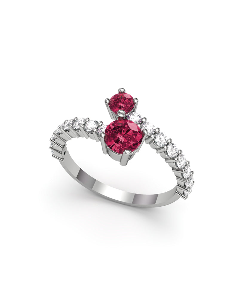 ANILLO ORO DIAMANTES 0,60 CT Y RUBI 0,97 CT - CRESBER
