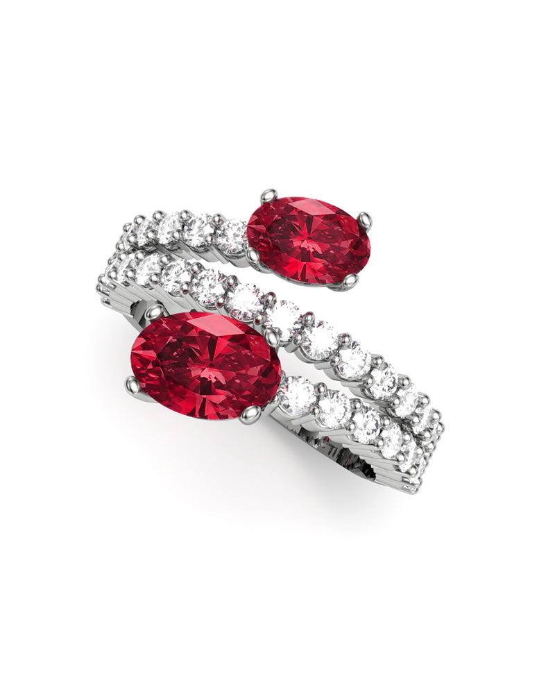 ANILLO ORO DIAMANTES 1,14 CT Y RUBI 2,08 CT - CRESBER