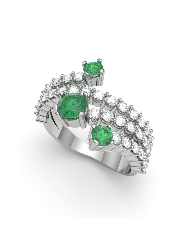 ANILLO ORO DIAMANTES 1,40 CT Y ESMERALDA 0,84 CT - CRESBER