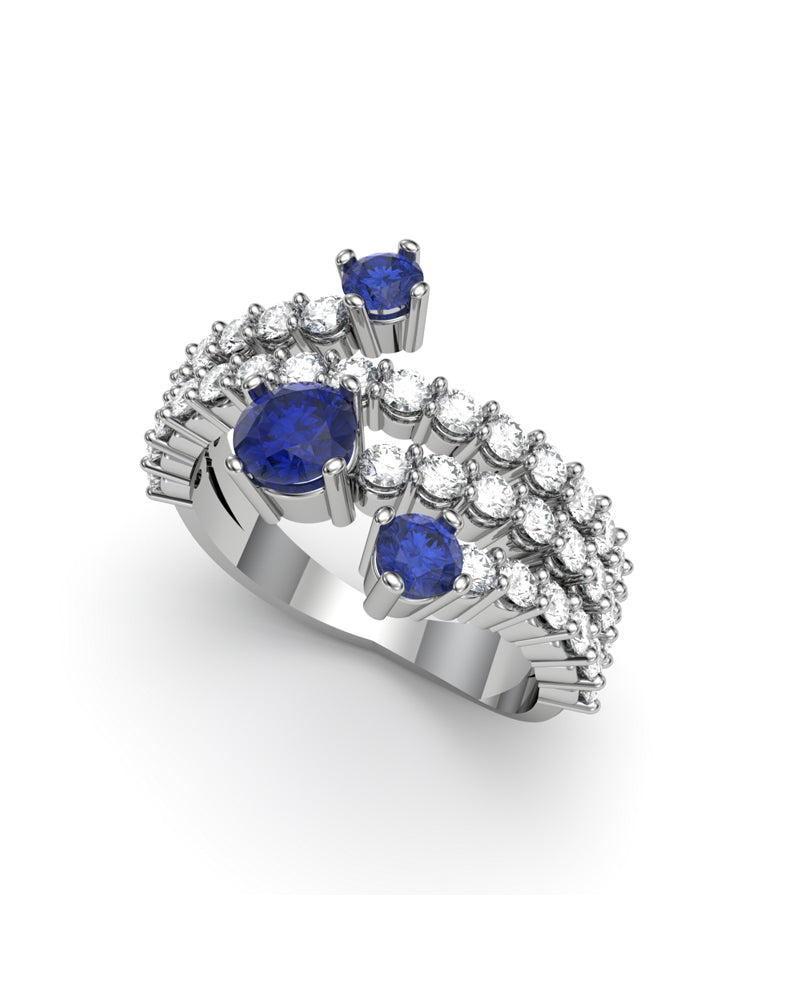ANILLO ORO DIAMANTES 1,40 CT Y ZAFIRO 1,19 CT - CRESBER