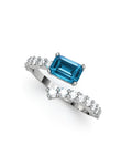 ANILLO ORO DIAMANTES 0,60 CT Y AGUA MARIANA - CRESBER