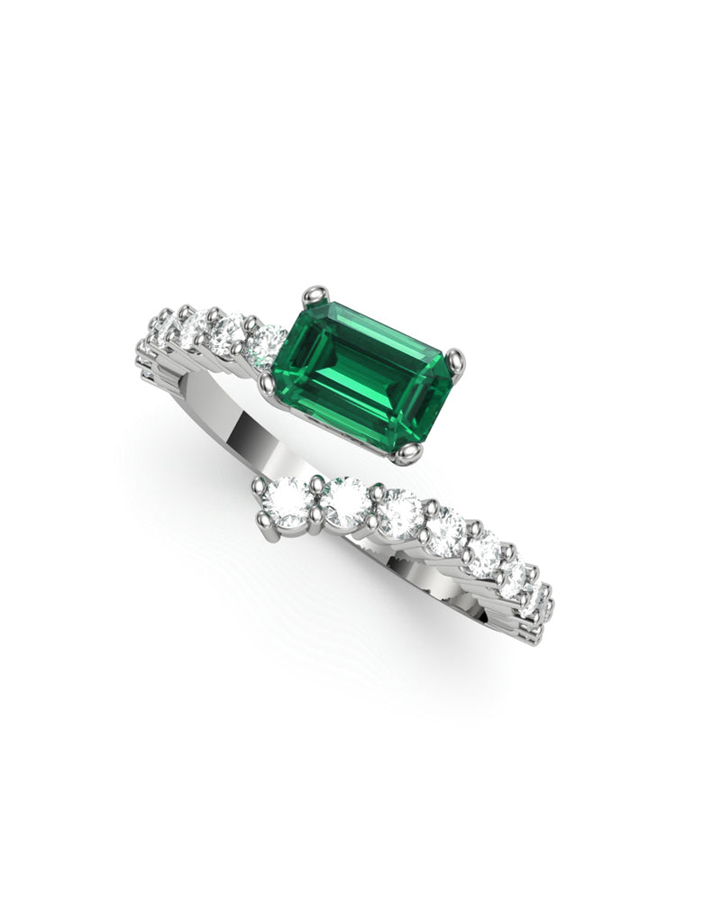 ANILLO ORO DIAMANTES 0,60 CT Y ESMERALDA - CRESBER