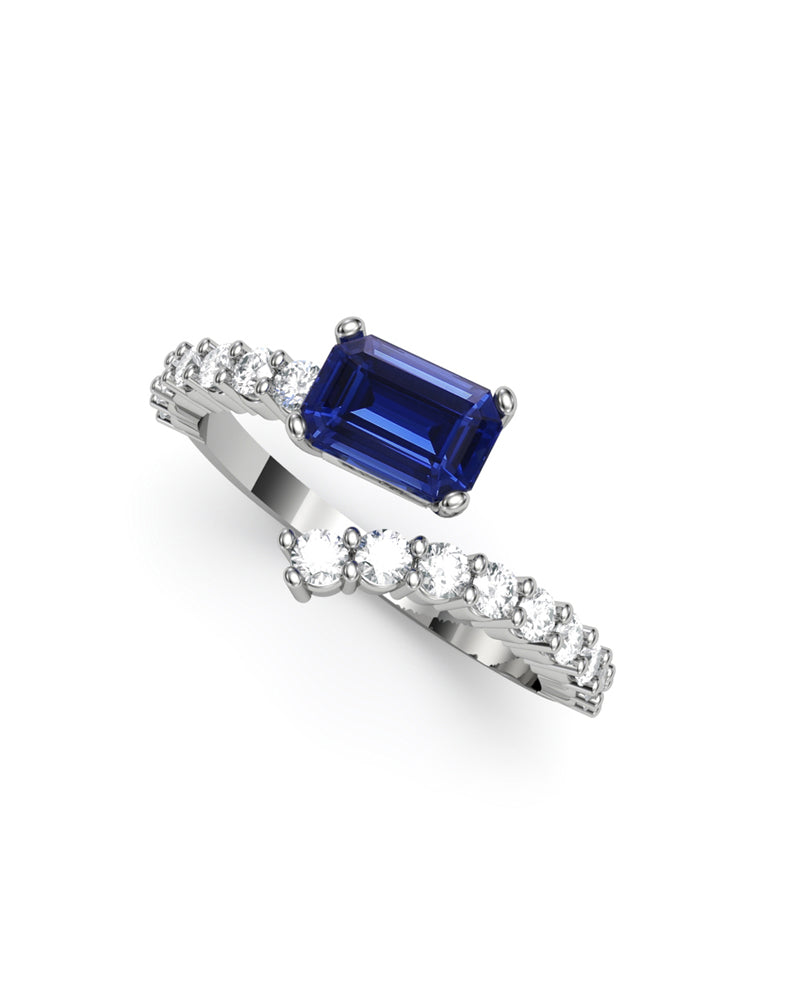 ANILLO ORO DIAMANTES 0,60 CT Y ZAFIRO - CRESBER