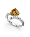 ANILLO ORO DIAMANTES 0,50 CT CITRINO CORAZON 9X9 - CRESBER