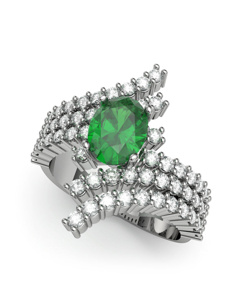 ANILLO ORO DIAMANTES 1,50 CT ESMERALDA OVAL 8X6 - CRESBER