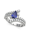 ANILLO ORO DIAMANTES 1,00 CT ZAFIRO PERA 7X5 - CRESBER