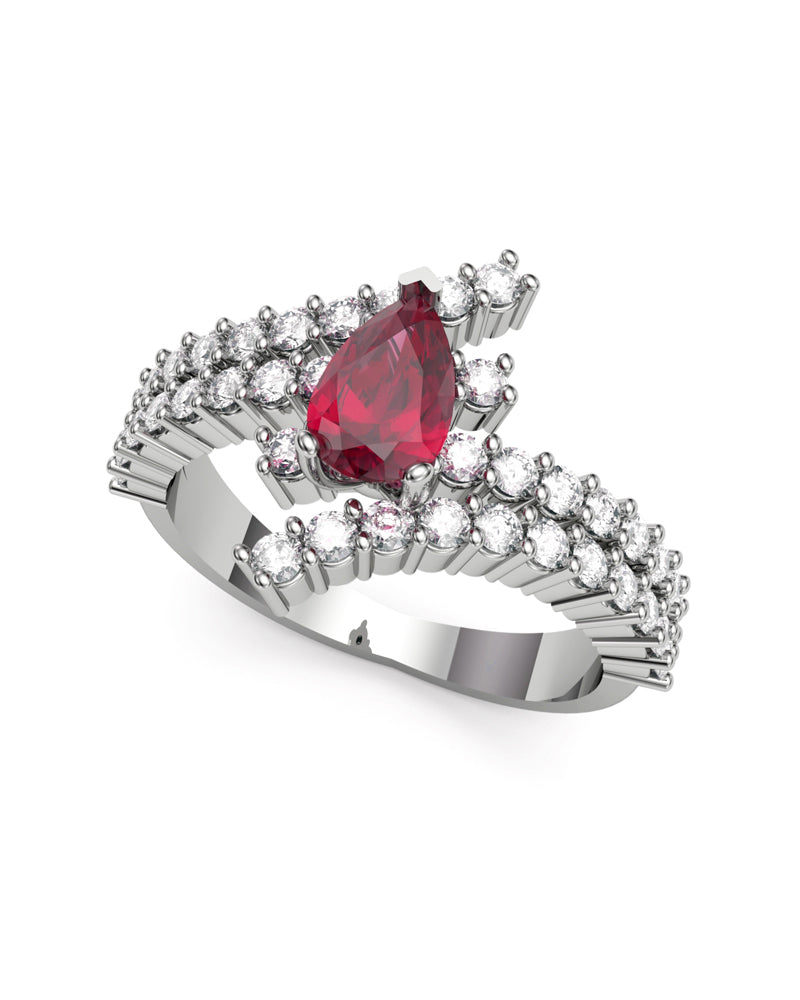 ANILLO ORO DIAMANTES 1,00 CT RUBI PERA 7X5 - CRESBER