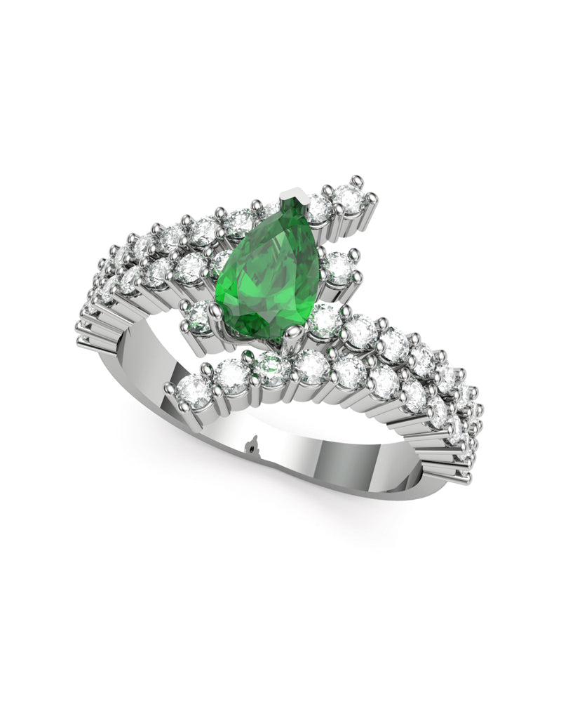 ANILLO ORO DIAMANTES 1,00 CT ESMERALDA PERA 7X5 - CRESBER