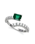 ANILLO ORO DIAMANTES 0,61 CT ESMERALDA OCTOG 6X4MM - CRESBER