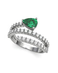 ANILLO ORO DIAMANTES 0,90 CT ESMERALDA PERA 7X5 - CRESBER