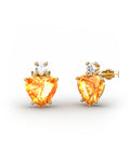 PENDIENTES GAIA DE ORO Y TOPACIO CON CITRINO CORAZàN 8X8MM - CRESBER
