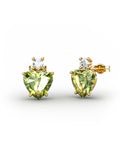 PENDIENTES GAIA DE ORO Y TOPACIO CON OLIVINA CORAZàN 8X8MM - CRESBER