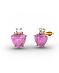 PENDIENTES GAIA DE ORO Y TOPACIO CON TURMALINA CORAZàN CABUJàN 8X8MM - CRESBER