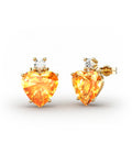 PENDIENTES GAIA DE ORO Y TOPACIO CON CITRINO CORAZàN 9X9MM - CRESBER