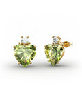 PENDIENTES GAIA DE ORO Y TOPACIO CON OLIVINA CORAZàN 9X9MM - CRESBER