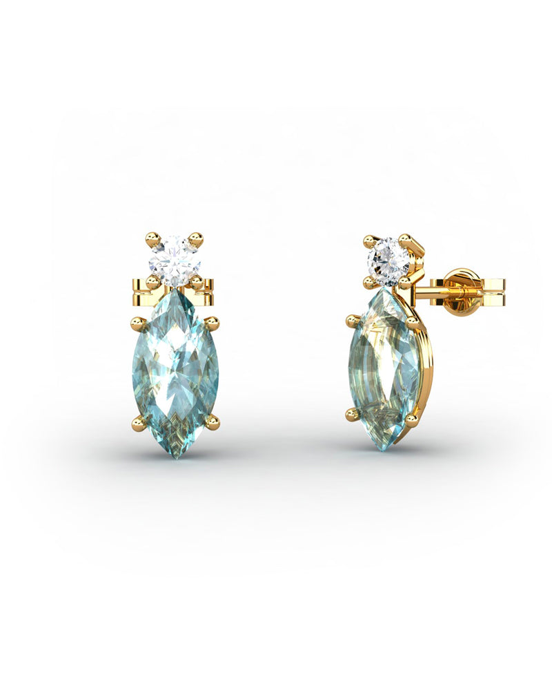 PENDIENTES GAIA DE ORO Y TOPACIO CON  MARQUISE 10X5MM - CRESBER