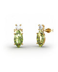 PENDIENTES GAIA DE ORO Y TOPACIO CON OLIVINA MARQUISE 10X5MM - CRESBER