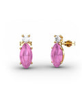PENDIENTES GAIA DE ORO Y TOPACIO CON TURMALINA CABUJàN MARQUISE 10X5MM - CRESBER