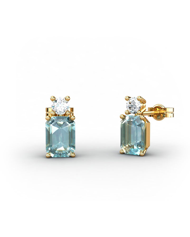 PENDIENTES GAIA DE ORO Y TOPACIO CON  OCTOGONAL 7X5MM - CRESBER