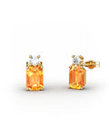 PENDIENTES GAIA DE ORO Y TOPACIO CON CITRINO OCTOGONAL 7X5MM - CRESBER