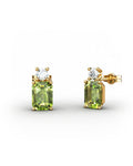PENDIENTES GAIA DE ORO Y TOPACIO CON OLIVINA OCTOGONAL 7X5MM - CRESBER
