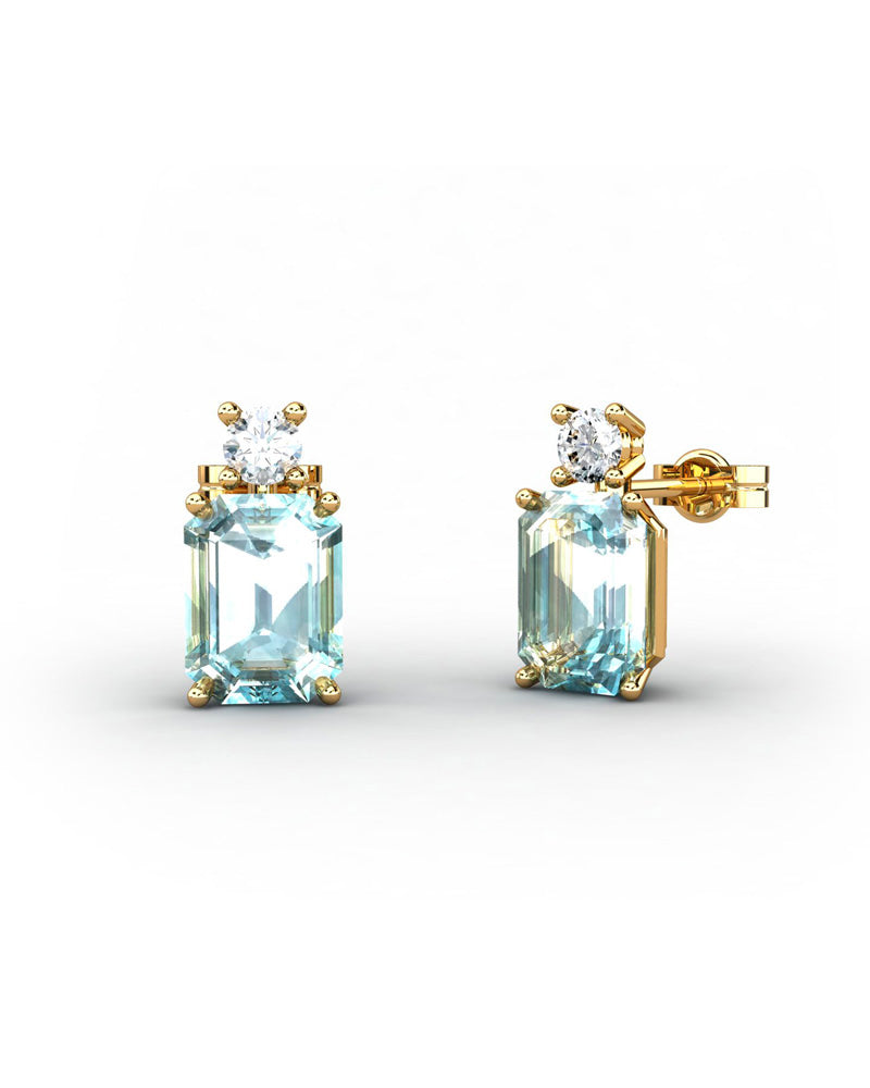 PENDIENTES GAIA DE ORO Y TOPACIO CON  OCTOGONAL 8X6MM - CRESBER