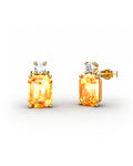 PENDIENTES GAIA DE ORO Y TOPACIO CON CITRINO OCTOGONAL 8X6MM - CRESBER