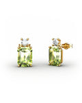 PENDIENTES GAIA DE ORO Y TOPACIO CON OLIVINA OCTOGONAL 8X6MM - CRESBER