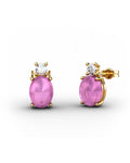 PENDIENTES GAIA DE ORO Y TOPACIO CON TURMALINA OVAL CABUJàN 8X6MM - CRESBER
