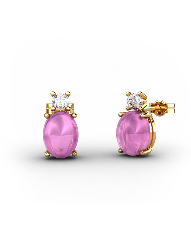 PENDIENTES GAIA DE ORO Y TOPACIO CON TURMALINA OVAL CABUJàN 8X6MM - CRESBER