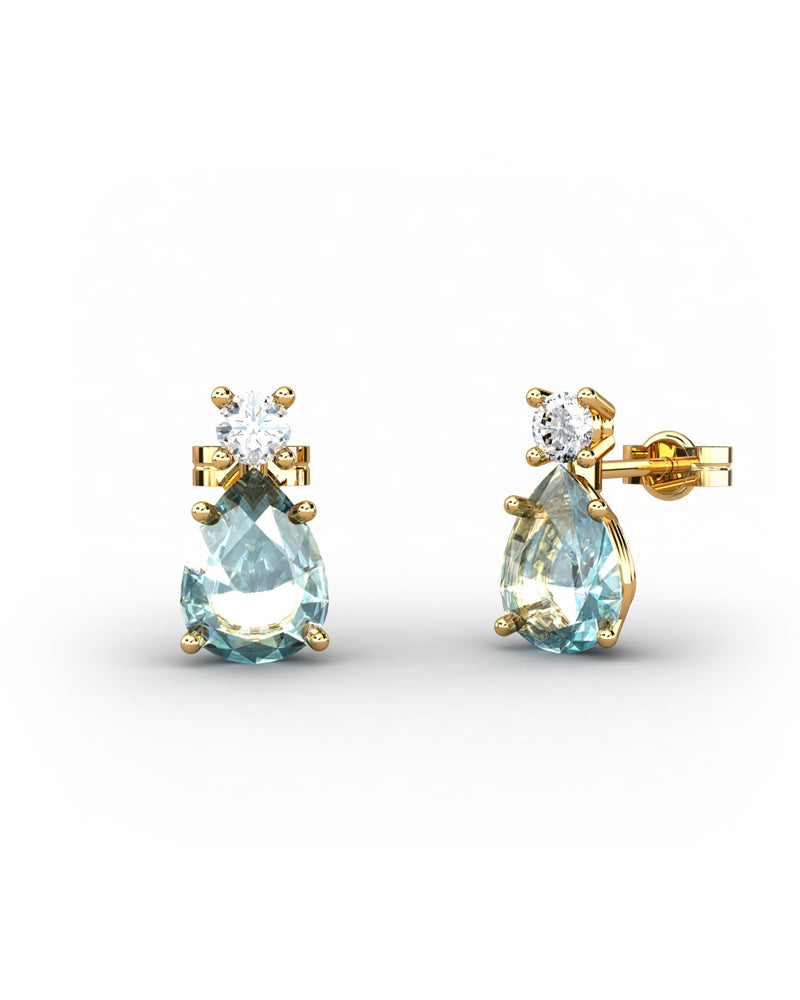 PENDIENTES GAIA DE ORO Y TOPACIO CON  PERA 8X6MM - CRESBER