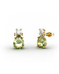 PENDIENTES GAIA DE ORO Y TOPACIO CON OLIVINA PERA 8X6MM - CRESBER