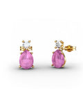 PENDIENTES GAIA DE ORO Y TOPACIO CON TURMALINA CABUJàN PERA 8X6MM - CRESBER