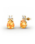 PENDIENTES GAIA DE ORO Y TOPACIO CON CITRINO PERA 9X7MM - CRESBER