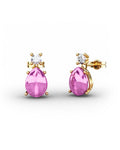 PENDIENTES GAIA DE ORO Y TOPACIO CON TURMALINA CABUJàN PERA 9X7MM - CRESBER