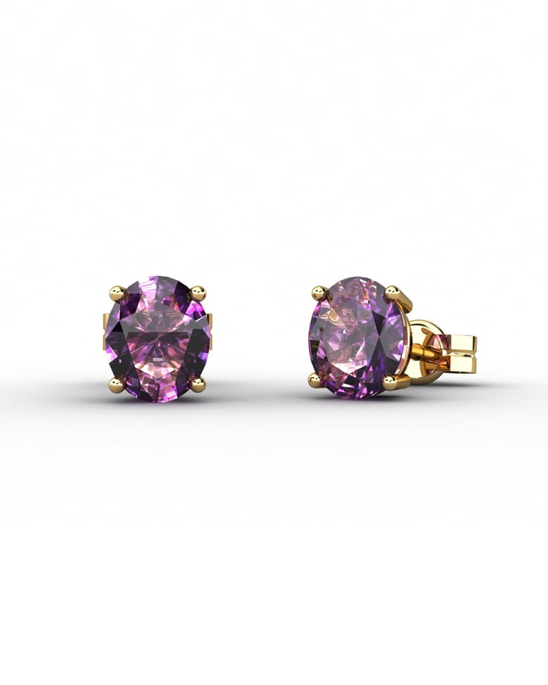 PENDIENTES OSIRIS ORO Y AMATISTA 5X4MM - CRESBER
