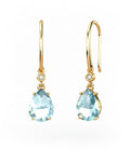 PENDIENTES GAIA GANCHO DE ORO Y DIAMANTES DE 0,01 CT CON PERA FACETADA DE  8X6MM - CRESBER