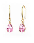 PENDIENTES GAIA GANCHO DE ORO Y DIAMANTES DE 0,01 CT CON PERA DE TURMALINA CABUJàN 8X6MM - CRESBER