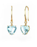PENDIENTES GAIA GANCHO DE ORO Y DIAMANTES DE 0,01 CT CON CORAZàN FACETADA DE  8X8MM - CRESBER