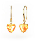 PENDIENTES GAIA GANCHO DE ORO Y DIAMANTES DE 0,01 CT CON CORAZàN FACETADA DE CITRINO 8X8MM - CRESBER